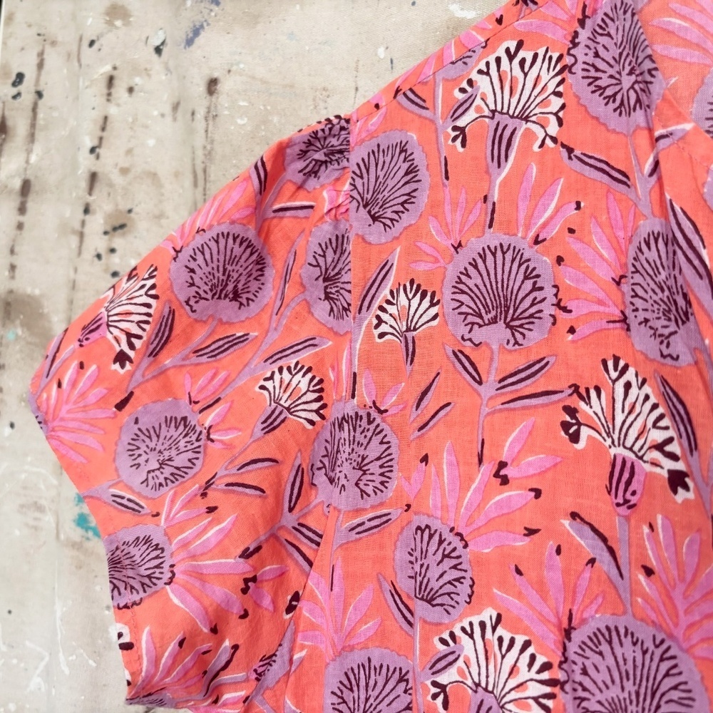 Liza Byrd Blockprint Tiered Midi Dress